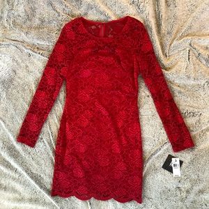 Red Lace Long Sleeve Dress
